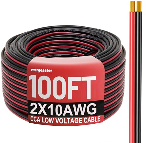 10 Gauge Wire, 10AWG Automotive Electrical Wire 100FT 2 Conductor Red Black 12V/24V DC Cable LED Strips Extension Cord for Light RC Car Speaker Wire