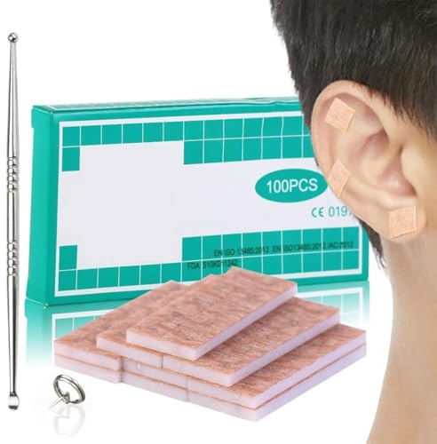 100PC Parches de acupresión para las orejas con microagujas,Acupuncture Semillas De Oreja,Semillas Prensa Orejas,Auriculoterapia De Frijoles Acupuntura,Bolígrafo de masaje,Para Masaje De Relajación