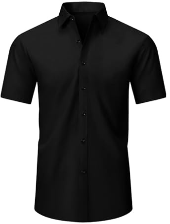 Okdance Mens Short Sleeve Button Down Shirt Classic Fit Smart Casual Work Shirt Lightweight Formal Office Shirt for Summer