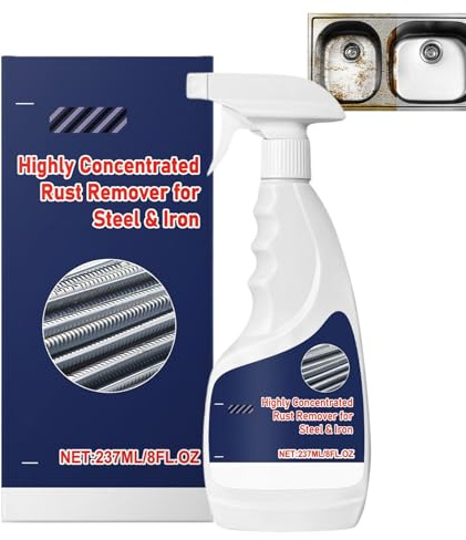 Rust Remover for Metal - 237ML Steel Iron Cleaner, Rust Stain Remover Gel for Car, Shower, Sink, Oven, Stove, Kitchen, Bathroom, Aluminum Surfaces, Heavy Duty Cleaning Solution