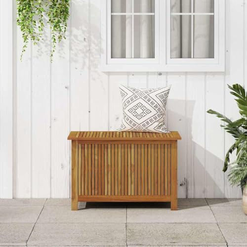 Brokky Gartenbox Massivholz Akazie Aufbewahrungsbox Wetterfest Auflagenbox Aufbewahrungsbox Garten Balkon Wintergarten Sitztruhe-90 x 50 x 58 cm