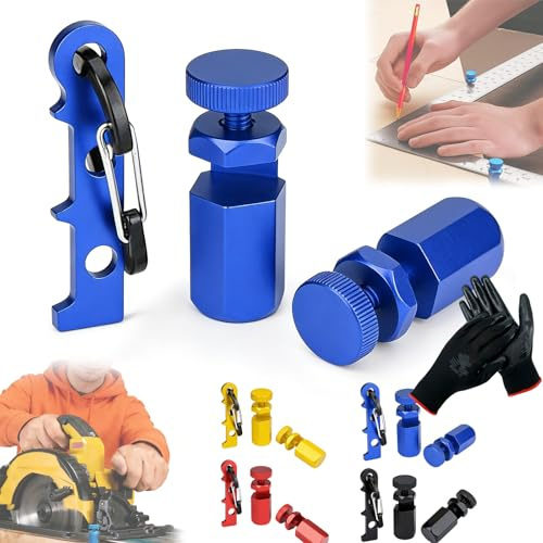 Tall Stair Gauges for Framing Square, Hexagonal Stable Lock with Holder & Hook for Carpentry & Circular Saw, Anti-Wobble Framing Jig, Precision Woodworking Layout Tool for Speed Square (Blue)