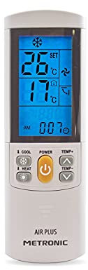 Metronic 495345 - Mando a distancia universal para aire acondicionado, búsqueda automática o por modelo, pantalla retroiluminada