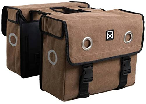 Willex Doppel Fahrradtasche Gepäckträgertasche Fahrrad Satteltasche Packtasche Seitentasche Radtasche Canvas und Tarpaulin 40L Braun