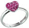 FIVE-D Damen- und Kinder Ring Kristall Herz Grösse einstellbar aus 925 Sterling Silber (Fuchsia)