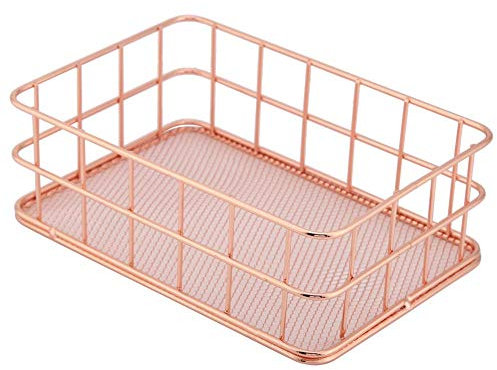 Jeffergrill Panier de Rangement en Fer Forgé Rose Gold Iron Metal Panier De Rangement En Métal Plateau Organisateur Plateau Rack Conditionneur Fil titulaire Bureau Décor(C)