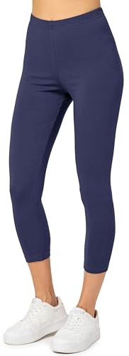 Merry Style Damen Leggings 3/4 aus Baumwolle mit Stretch – Leichte Capri Leggings Damen aus atmungsaktiver, elastischer Baumwolle, ideal für Yoga Sport Freizeit Reisen MS10-199 (Marineblau, 4XL)