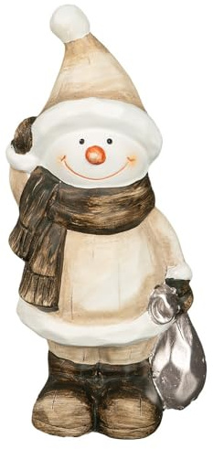 Ideen mit Herz Deko-Figur Schneemann | Keramik-Figur | Weihnachten | Winter | 18 cm hoch
