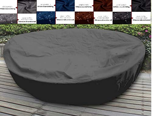 Sonneninsel Verschiedene GRÖßEN und Farben wählbar Premium WASSERDICHT Schutzhülle Liegeinsel Abdeckplane Abdeckung Plane Haube Hülle (Rund Durchmesser: 180cm x Höhe: 85cm, Anthrazit)