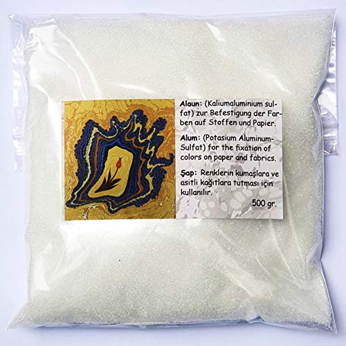 Alaun 500 g – Kalialaun | Kaliumaluminiumsulfat | Schab | Fixiermittel für Ebru auf Stoff | Für Stoffmarmorierung & Textilfärbung