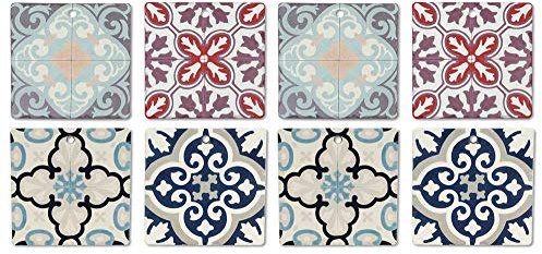 Set 8 sous-bocks Rétro, Motifs Carreaux de Ciment 3, Hauteur 11 cm
