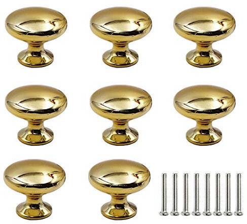 Gativs 8 Stück Griff Kleiner Griff Schubladenschrank Griff Knöpfe Einlochgriff Türgriff Gold Rundes Schubladengriffe Schubladenknöpfe Kommodenknöpfe für Schrank Schublade Küche(25mm*30mm)