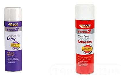 Everbuild Stick 2 Carpet Fix High Tack Spray Adhesive, 500 ml & Everbuild Stick2 Contact Adhesive | All Purpose High Bond Strength Contact Adhesive Glue for Bonding Wood, Rubber and Leather - 500 ml