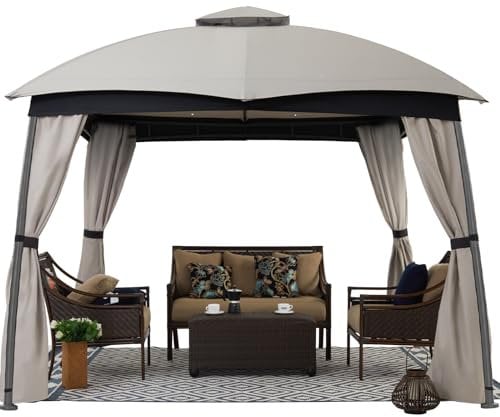 FAB BASED Pavillon Wasserdicht Stabil Winterfest,Garten Pavillion,Plane Gartenpavillon,Metallrahmen Pavillon,Patio Gazebo (Grau, 3X3.65M)