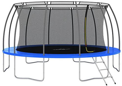 vidaXL Trampolin Set mit 3-Stufen-Leiter Regenschutz Kinder Gartentrampolin Komplettset Kindertrampolin Outdoor Rund 488x90cm 150kg