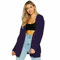 Pretty Attitude Womens Ladies Chunky Cable Knit Cardigan Button Long Sleeves Grandad Plus Sizes (Purple, 14)