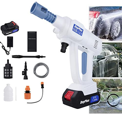 Electric Pressure Washer Cordless Gutter Cleaning Tools Mini Car Washer Cleaner Machine with 5M Hose Foam Pot 4 in 1 Nozzle for Home Car Driveway Patio Clean
