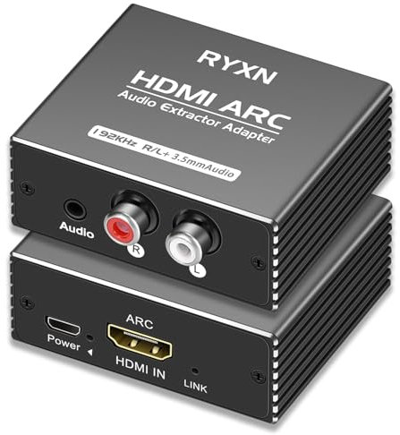 HDMI ARC Adapter, 192KHz ARC Audio Extractor With 3.5mm and L/R Stereo Output for HDTV Soundbar Speaker Amplifier