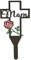 FONDUO Grab Kreuz Metallkreuz Grab Verziert mit Herzen und Blumen, In Erinnerung an Papa und Mama, Grabschmuck Wetterfest (C)