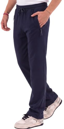 COMEOR Men's Thin Lightweight Breathable Cotton Straight Leg Jogging Pants with Zipped Pockets, Long Sweatpants, Men's Jogger Training Trousers, Relaxing Tracksuit Bottoms