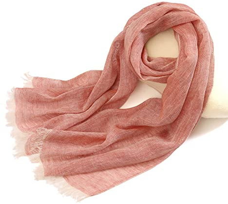 Prettystern Damen Herren Meliert einfarbig sommer fransen Leinen-Schal T87 alt-orange