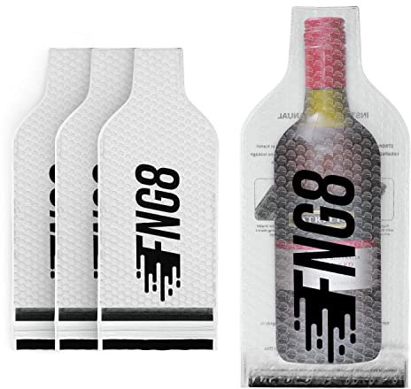 FNG8 Bolsas Para Botellas de Vino Reutilizables para Viajes [Pack de 4] - Protector de Vino para el Equipaje con Bolsa de Burbujas Acolchada - Material de Embalaje a Prueba de Fugas Resellable