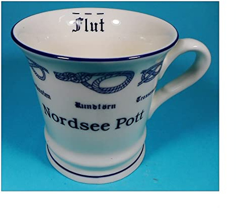 Nordsee Pott 10 x 9,5 cm Tasse Ebbe Flut Knoten Becher Kaffeetasse Kaffeebecher Deko GPT 85327