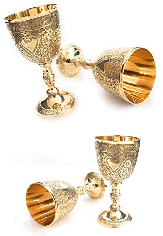 ALADEAN Calice vintage in calice da 4 pezzi | Tazze da vino reali di re Artù – Calice medievale rinascimentale per coppe comunione, confezione da 4 bicchieri da vino Games of Throne