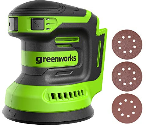 Greenworks 24V Orbital Sander Kit, 5 Random Sander Variable Speed, Tool Only