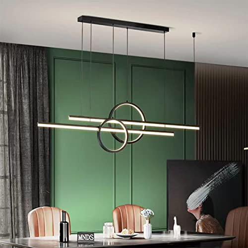 Bellastein Moderne LED Hängelampe Esstisch Pendelleuchte Dimmbare mit Fernbedienung Hängeleuchten Höhenverstellbar Hänge lampe Büro Schlafzimmer Küche Esszimmerlampen (schwarz, 90cm)