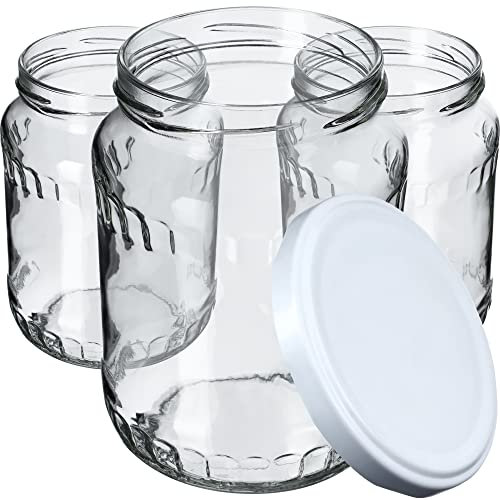 KADAX 48st Einmachgläser 720 ml, ideal zum Einkochen und Aufbewahren, Gläser mit Schraubverschluss, Einkochgläser mit Schraubdeckel, Twist Off to 82, Vorratsgläser zum Einlegen (Weiß)