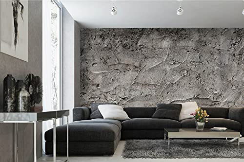 Vlies Fototapete TEXTUR DER BETONGRAUEN WAND 375 x 250 cm (inkl. Kleister) - Vlies Tapete, Wandtapete, Wandbilder - Tapete für Wohnzimmer Schlafzimmer, Büro, Küche - Montagefertig