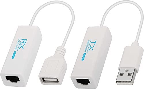 XMSJSIY Extensor USB a conector RJ45, USB 2.0 a RJ45 Ethernet LAN extensor adaptador de extensión sobre cable Cat5e/Cat6 de hasta 200 metros