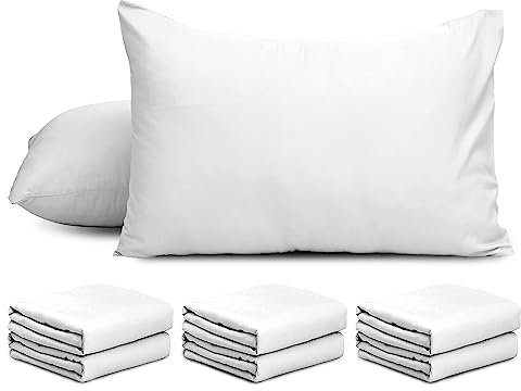 AMEHA 6 Pack Pillowcases White – Super Soft Brushed Microfiber Standard Size Pillow Cases | Hotel Quality Pillow Covers, (50 X 75 cm)