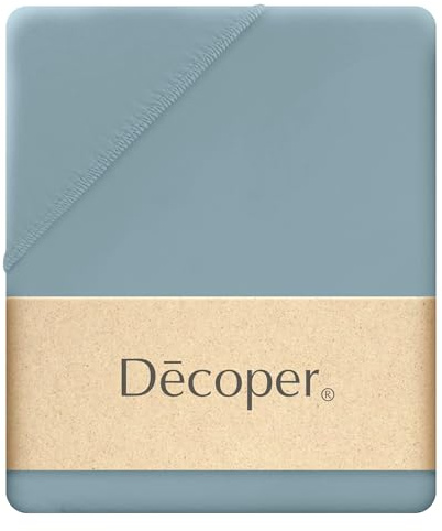Decoper ® Mako-Feinjersey Spannbettlaken aus 100% Baumwolle | Atmungsaktiv & kuschelig weich | Oeko-Tex Zertifiziert | bis 25 cm Matratzenhöhe | 180-200 cm x 200 cm | Farbe Aquamarin