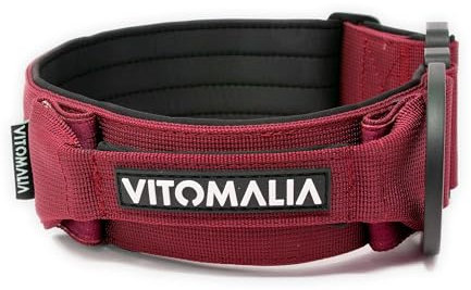 VITOMALIA® Taktisches Hundehalsband, 5 cm Breit: Stabiles Nylon, Magnet Handgriff, Sicherheitsschnalle, hundehalsband große Hunde (5cm/L = 45cm-60cm, Bordeaux)