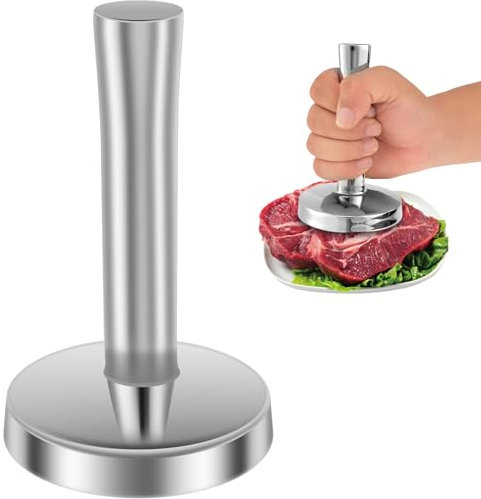Foribyw Meat Pounder Flattener Food Grade Stainless Steel Kitchen Meat Mallet Large Round Hammer Tenderizer Rust Proof Chicken Flattener Tool for Meat Beef Nuts