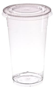 AIOS 50 x Recyclable PET Takeaway Cups with Flat Cross Hatch Lids. for Drinks on The Move. (300ml/11oz)