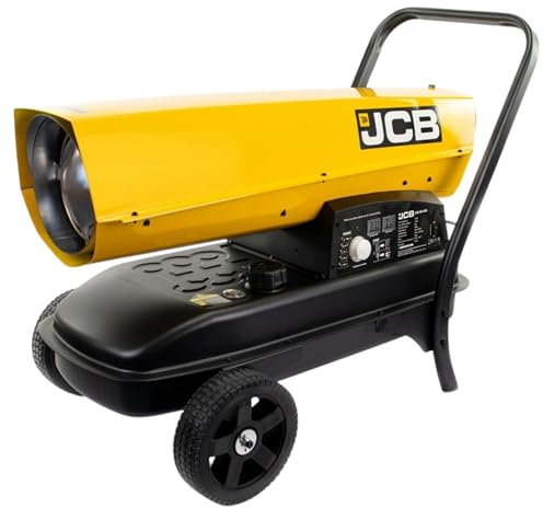 JCB Diesel Space Heaters, Kerosene or Diesel, Large Coverage Area, Adjustable Thermostat, Steel Frame for Workshops, Factories, Construction Sites, Warehouses, and Agricultural (126,250BTU/ 37kW)