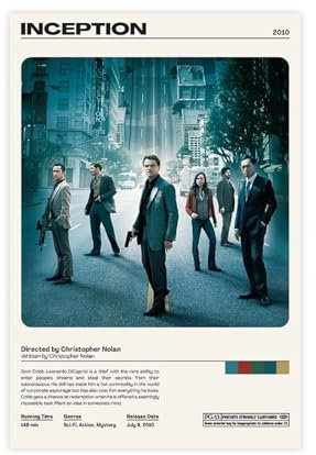 DEZARO Filmposter Inception auf Leinwand, Schlafzimmer, Dekoration, Sport, Landschaft, Büro, Raumdekoration, Geschenk, ungerahmt, 20 x 30 cm