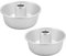 HOMSFOU 2pcs Aluminum Alloy Donut Molds for Baking Mousse Chocolate Brownies Dessert Doughnuts Non-Stick Metal Cake Molds Easy Release Clean Silver Finish