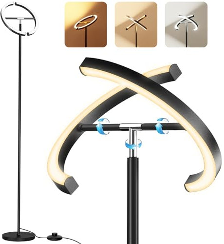 SIBRILLE Stehlampen LED Wohnzimmer, Moderne Stehlampe mit 3 Farbtemperaturen mit Fußschalter, 20W Helles Drehbare Hohe LED Deckenfluter, Leselampe Stehleuchte für Wohnzimmer Schlafzimmer Büro