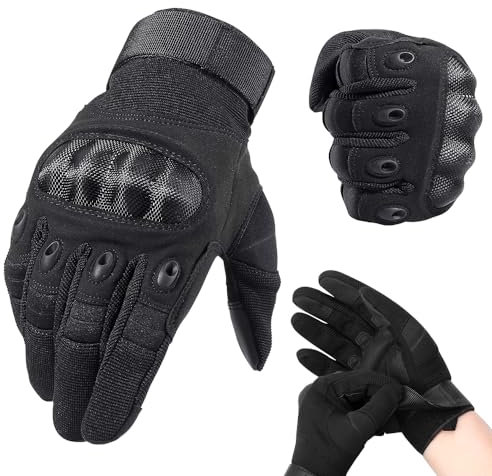 Riisoyu Motorrad Handschuhe, Atmungsaktiv Einsatzhandschuhe Motorradhandschuhe Herren mit Kohlefaser Knöchelprotektor & Touchscreen für Outdoor Sportarten und Aktivitäten