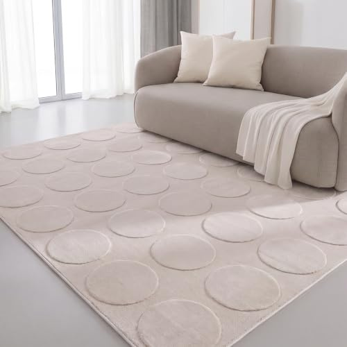 Interiyou Teppich Wohnzimmer Cannes - 120x170 cm Creme - Für Schlafzimmer, Esszimmer, Kinderzimmer - Kurzflorteppich skandinavisches Boho Muster - Hoch-Tief Effekt - Flach mit Geometrischem Muster