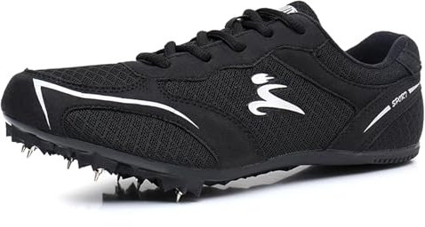 PENXZT Leichtathletik-Spike-Schuhe Herren Damen, atmungsaktiv leicht Professional Sportschuhe Racing Laufschuhe for Kinder Jungen,Schwarz,44