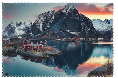 ULKMFFCF Platzsets mit Norwegen-Inseln, bedruckt, rutschfest, hitzebeständig, für Hotel, Zuhause, Küche, Esszimmer, 6 Stück, ULC0EYV5F272