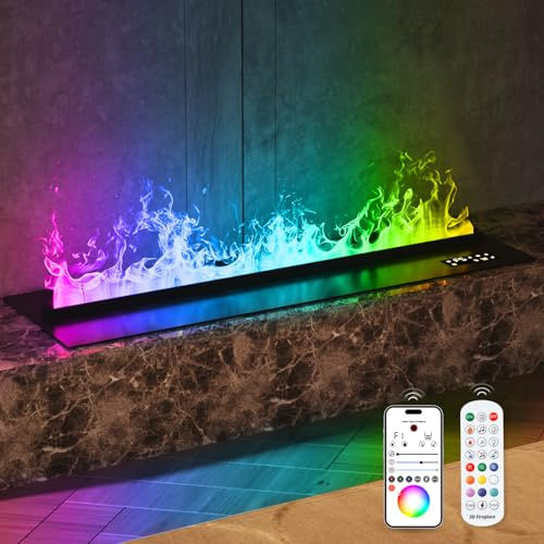 Wasserdampf-Kamin, Mehrere Flammenfarben Keine Heizung 180cm | TUYA App Control, Fernbedienung, Mehrfarbige Flamme, 3D Wasserdampfeffekt, Für Schlafzimmer, Heimdekor, Befeuchtung