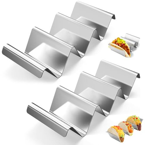 2 Stücke Taco Halter, Halter Ständer in Wellenform, Tortilla Halter mit Haltegriffen, Spülmaschinenfest & Backofenfest aus Edelstahl, für Halten Tacos, Sandwiches, Hot Dogs und Pfannkuchen, Wellenstil