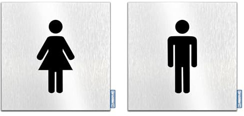 Türschilder24 Aluminium Dibond Schild - Türschild • 120 x 120 x 3 mm • WC-Toiletten Damen Herren Set • 100% Made in Germany (SET Damen/Herren)