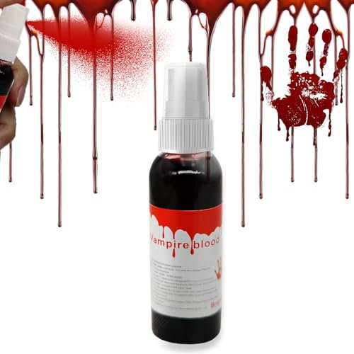 Wuhonghao Faux Sang,Halloween Spray Faux Sang Maquillage,pour Pansement de Sang d'halloween Sang de Vampire,Premium Faux Sang pour Vetement Lavable,Maquillage Halloween Enfant Faux Sang Spray 60ml